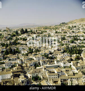 Geografia / viaggio, Spagna, Granada, vista città, paesaggio urbano, vista dall'Alhambra, , Foto Stock