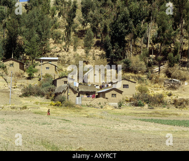 Geografia / viaggi, Bolivia, paesaggi, paesaggio con capanne di fango su Suriqui isola, nei pressi del lago Titicaca, SOAM, Foto Stock