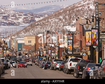 PARK CITY USA Utah - Main Street Park City una storica cittadina mineraria nelle montagne Wasatch Foto Stock