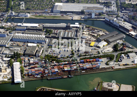 Porto di Dortmund, il più grande porto canale in Europa, dettaglio terminale per container, Germania, Nordhein-Westfalen, la zona della Ruhr, Dortmund Foto Stock