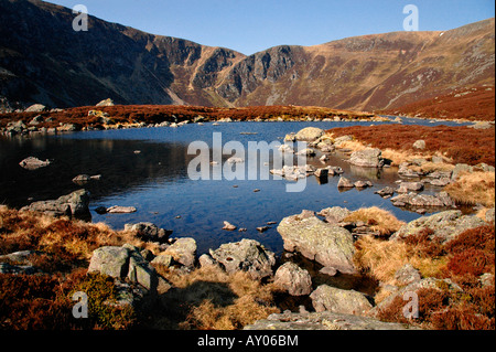 Loch Brandy a Glen Clova, Angus, Scozia Foto Stock