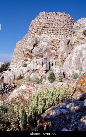 Tilos, Mikro Chorio, Johanniter ruine, dettaglio Fassade Foto Stock