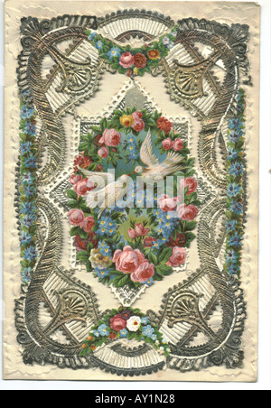 Valentine greeting card degli innamorati circa nel 1870 Foto Stock