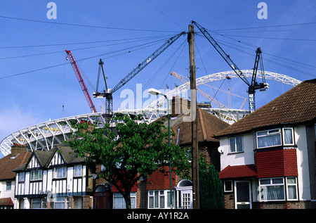 Wembley stadium durante la fase di costruzione Foto Stock