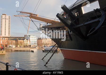 HMS Warrior, lanciato nel 1860, nel porto di Portsmouth Hampshire GB. Foto Stock