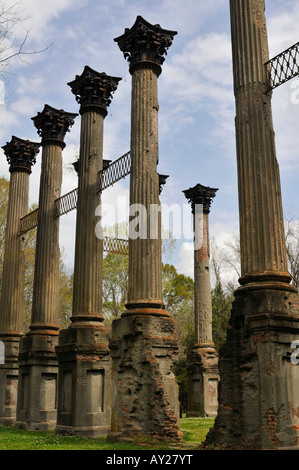 Le rovine del palazzo di Windsor bruciata nel 1890 vicino a Port Gibson Mississippi Stati Uniti d'America. Foto Stock