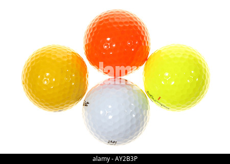 Palline da golf in colori diversi Foto Stock