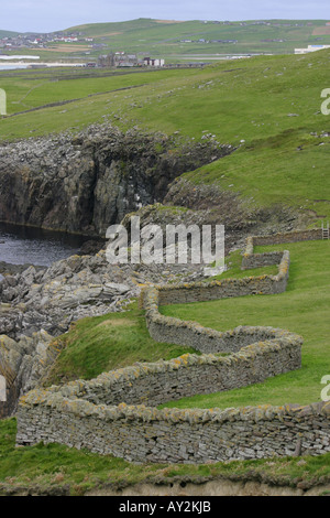 Sumburgh Testa e Jarlshof sulle Isole Shetland Foto Stock