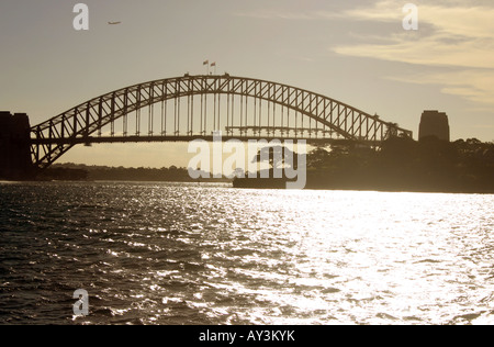 Ponte' notte, sunset city sera'sydney romanticismo arch, 'vista da "punto acquarie Australiano, Australia, australiano, baia , bri Foto Stock