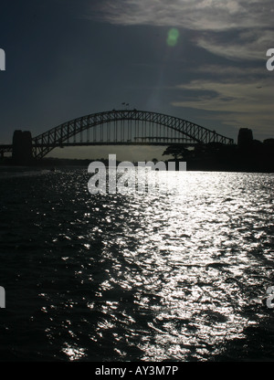 Ponte' notte, sunset city sera'sydney romanticismo arch, 'vista da "punto acquarie Australiano, Australia, australiano, baia , bri Foto Stock