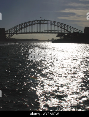 Ponte' notte, sunset city sera'sydney romanticismo arch, 'vista da "punto acquarie Australiano, Australia, australiano, baia , bri Foto Stock