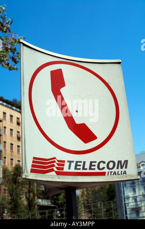 Società, Segno, emblema, Italia, Logo, loghi, telefono, Roma, Segno, Telecom Italia, telecomunicazioni, scrittura, chiamata, Casella, callbox, Foto Stock