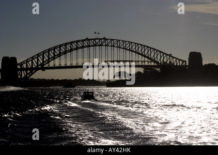 Ponte' notte, sunset city sera'sydney romanticismo arch, 'vista da "punto acquarie Australiano, Australia, australiano, baia , bri Foto Stock