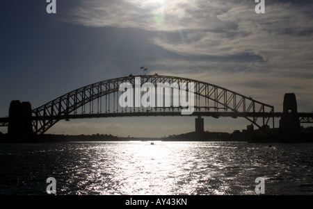 Ponte' notte, sunset city sera'sydney romanticismo arch, 'vista da "punto acquarie Australiano, Australia, australiano, baia , bri Foto Stock