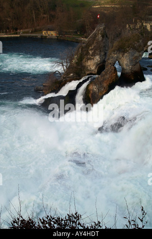 Le Cascate del Reno vicino a Sciaffusa Svizzera visto da Laufen Castello Foto Stock