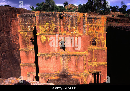 La roccia scavate chiesa di Bet Giorgis in Lalibela Etiopia Foto Stock