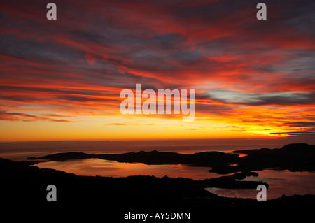 Alba vista del porto di Otago e la penisola di Otago da Mt Cargill Dunedin Isola del Sud della Nuova Zelanda Foto Stock