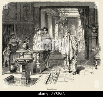 Famiglia romana in Villa Foto Stock