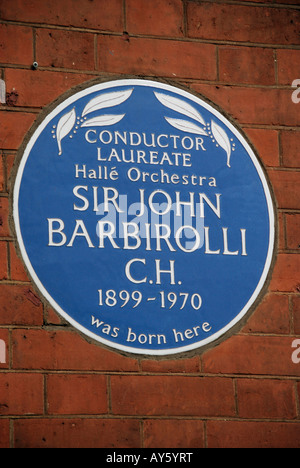 Blue lapide che ricorda il luogo di nascita di Sir John Barbirolli Southampton Row London Foto Stock