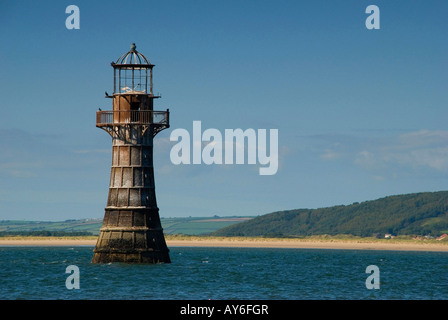 Whiteford faro sulla North Gower, nel Galles del Sud. Uno dei pochi sopravvissuti vittoriano ferro fari sinistra. Foto Stock