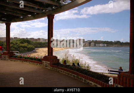 Vista panoramica della spiaggia di El Sardinero Santander Cantabria Golfo di Biscaglia Golfo de Vizcaya Spagna España Iberia Europa Foto Stock