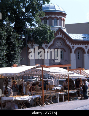 Outdoor street market, Pilies Gavtve, Vilnius, Vilnius Repubblica di Lituania Foto Stock