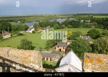 Regno Unito Norfolk Broads Ranworth vista Ranworth ampia dalla torre della chiesa Foto Stock