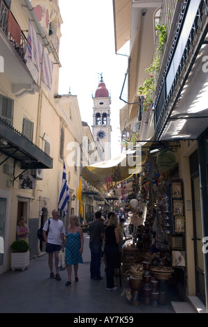 Campanile di San Spiridione Chiesa, la città vecchia di Corfù, Foto Stock