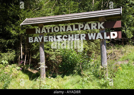 Parco nazionale di segno a Nationalpark Bayerischer Wald Baviera Germania Foto Stock