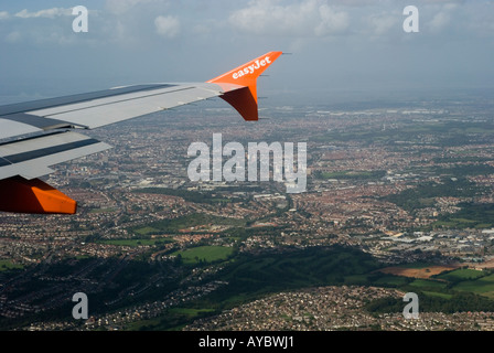 Bristol England Regno Unito vista aerea della città da Easyjet piano voce per l'aeroporto di Bristol Foto Stock