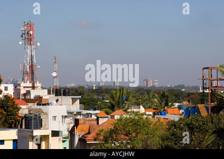 Vista su tutta la zona residenziale di Koramangala a Bangalore in India Foto Stock