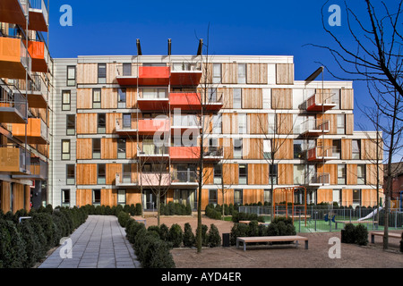 Adelaide Wharf lavoratore chiave appartamenti, Shoreditch, Londra, esterna Foto Stock