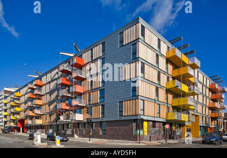 Adelaide Wharf lavoratore chiave appartamenti, Shoreditch, Londra, esterna Foto Stock