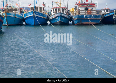Barche da pesca ormeggiate in Puerto Hambre Porto carestia, in Cile Foto Stock