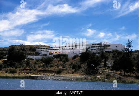 Il Perù Caption locale Puno, il lago Titicaca Hotel Foto Stock