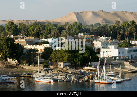 Nubian Village Koti Isola Elefantina Aswan o Assuan Valle del Nilo superiore Sud Egitto Foto Stock