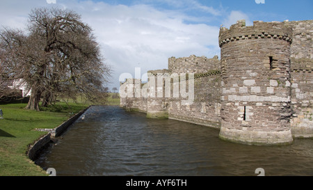 Beaumaris Castle e fossato, Anglesey, Galles del Nord, Regno Unito Foto Stock