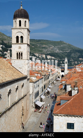Guardando verso il basso il Stradun Dubrovnik, Croazia Foto Stock