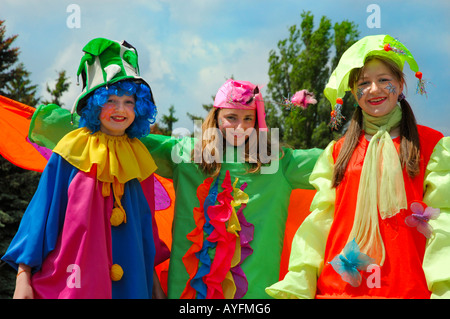 Tre allegro clown Foto Stock