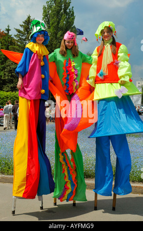 Tre allegro clown Foto Stock