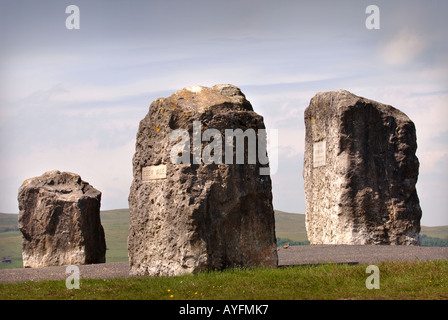 Il memoriale di Aneurin Bevan CHE HANNO FORMATO IL SERVIZIO SANITARIO NAZIONALE CHE SI AFFACCIA TREDEGAR VICINO A EBBW VALE GWENT South Wales UK Foto Stock