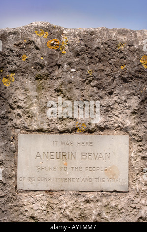 Dettaglio della placca sul memoriale di Aneurin Bevan Foto Stock