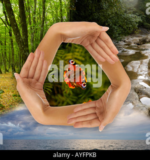 Concettuale simbolo di riciclaggio Foto Stock