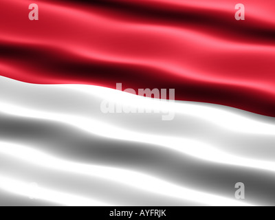 Bandiera di Indonesia computer generato illustrazione con aspetto setoso e onde Foto Stock