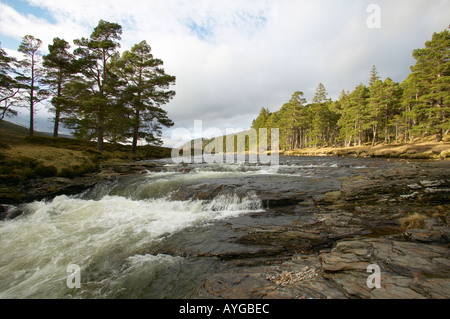 Fiume Dee e cascata di Linn di Dee Highlands scozzesi Perthshire Foto Stock