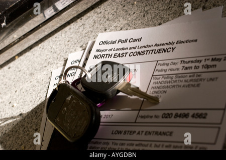 Sondaggio ufficiale card sindaco di Londra e London assembly elezione carta di polling per il voto al london mayoral elezione Foto Stock