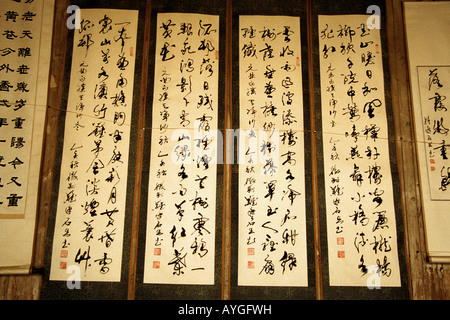 Hong Cun Village, Yi County, Anhui, cinese corsivo calligrafia, stile rush, in casa di mercanti dall inizio del XX secolo Foto Stock