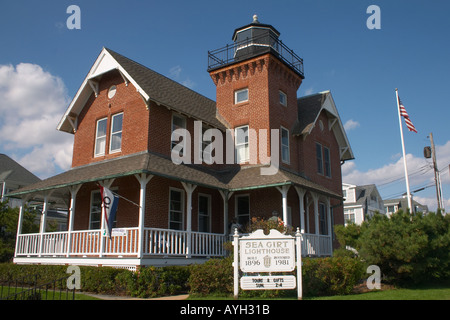 Sea Girt faro con segno in mare Girt NJ USA Foto Stock