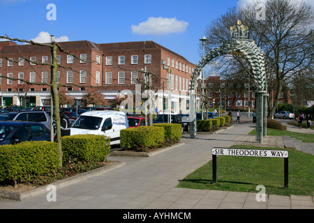 Welwyn Garden City ben stabiliti dal centro città Hertfordshire, Inghilterra Foto Stock