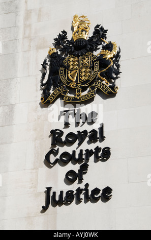 Royal Courts of Justice segno Londra Foto Stock